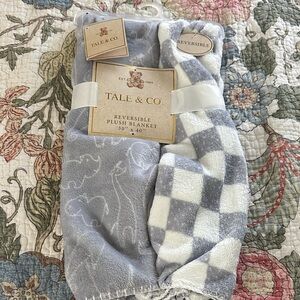 Gray and White Reversible Baby Blanket